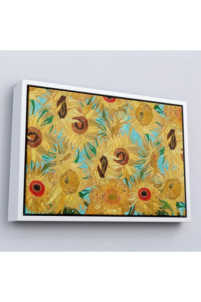 Trezon Ahşap Çerçeveli Vincent Van Gogh - Ayçiçekleri Tablo-7174 ürün görseli 1