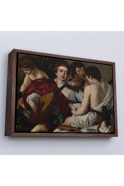 Trezon Ahşap Çerçeveli Caravaggio - Müzisyenler Tablo - The Musicians-7144 ürün görseli 1