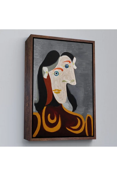 Trezon Ahşap Çerçeveli Pablo Picasso - Kahverengi Elbiseli Kadının Büst Tablosu-8086 ürün görseli 1