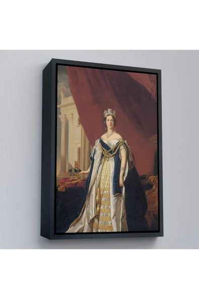 Trezon Ahşap Çerçeveli Franz Xaver Winterhalter - Kraliçe Victoria Tablosu - Queen Victoria-8039 ürün görseli 1