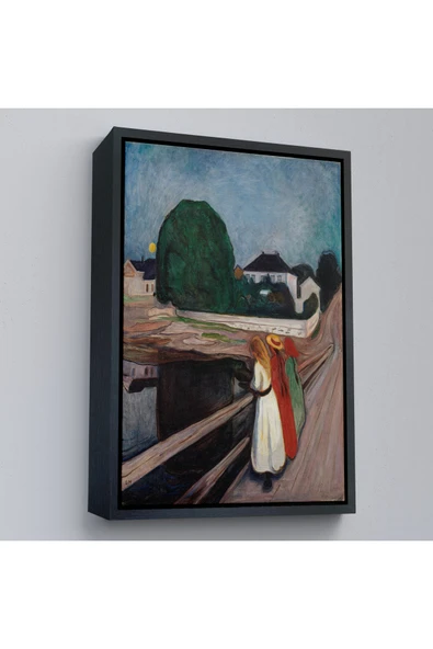 Trezon Ahşap Çerçeveli Edvard Munch - Köprüdeki Kızlar Tablo - The Girls On The Bridge-7429 ürün görseli 1