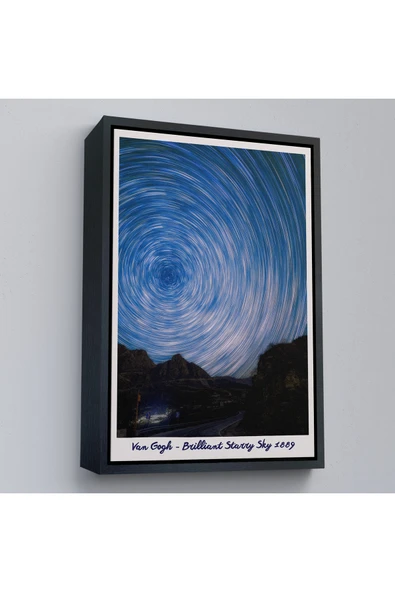Trezon Ahşap Çerçeveli Vincent Van Gogh - Parlak Yıldızlı Gökyüzü Tablo - Brillant Starry Sky-8049 ürün görseli 1