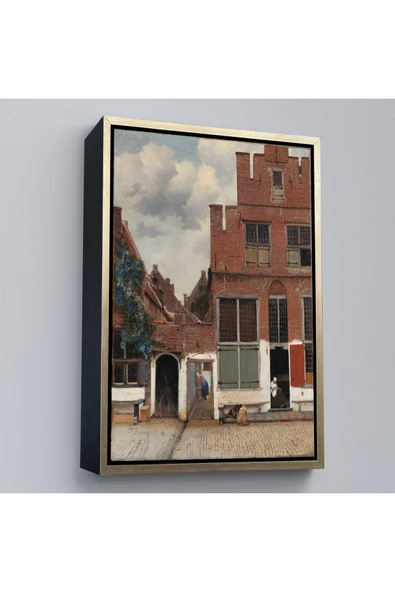 Trezon Ahşap Çerçeveli Johannes Vermeer - Küçük Sokak Tablosu-7472 ürün görseli 1