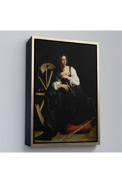 Trezon Ahşap Çerçeveli Caravaggio - İskenderiyeli Aziz Catherine Tablosu-7386 ürün görseli 1