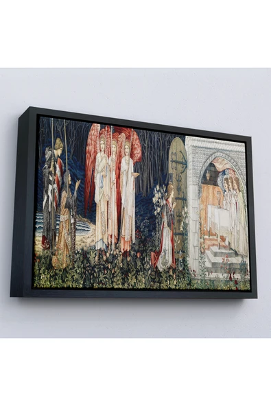 Trezon Ahşap Çerçeveli William Morris Kutsal Kase Tablosu-7033 ürün görseli 1