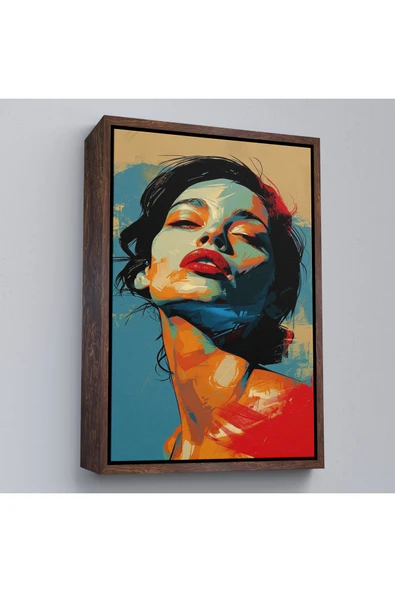 Trezon Ahşap Çerçeveli Pop Art Tarzda Güzel Kadın Tablosu-7709 ürün görseli 1