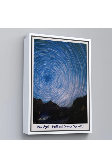 Trezon Ahşap Çerçeveli Vincent Van Gogh - Parlak Yıldızlı Gökyüzü Tablo - Brillant Starry Sky-8049 ürün görseli 1