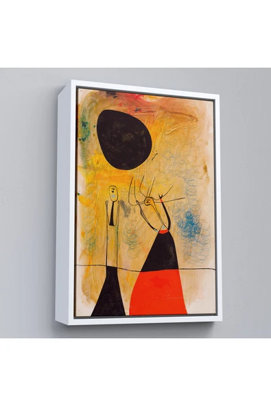 Trezon Ahşap Çerçeveli Joan Miro - Deux Şahsiyetler Tablosu-8110 ürün görseli 1