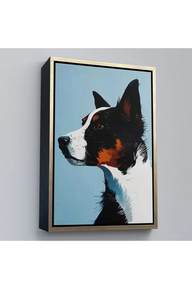 Trezon Ahşap Çerçeveli Sevimli Köpek Tablosu-7635 - Resim 3