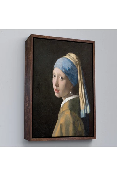 Trezon Ahşap Çerçeveli Johannes Vermeer - İnci Küpeli Kız Tablosu - Girl With A Pearl Earring-7309 ürün görseli 1