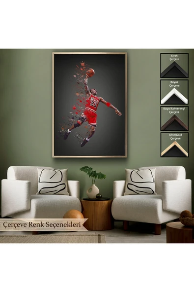 Trezon Ahşap Çerçeveli Michael Jordan Tablo-7730 - Resim 6