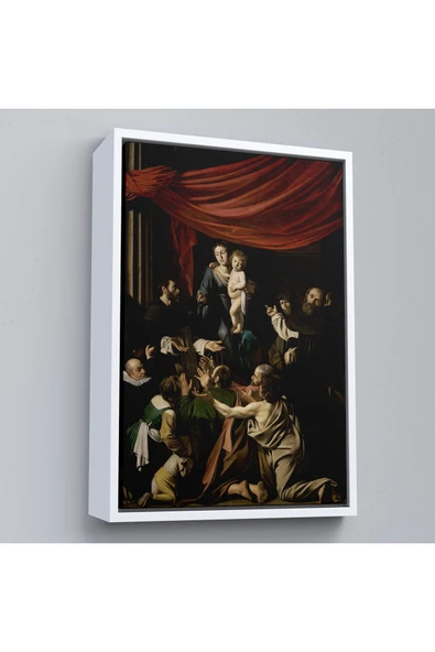 Trezon Ahşap Çerçeveli Caravaggio - Tesbih Madonnası Tablo - Madonna Of The Rosary-7360 ürün görseli 1