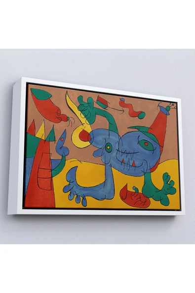 Trezon Ahşap Çerçeveli Joan Miro Soyut Sanat Tablosu-7068 ürün görseli 1