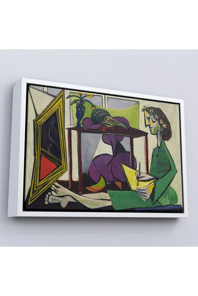 Trezon Ahşap Çerçeveli Pablo Picasso - İç Mekanda Bir Kız Çizimi Tablo-7081 ürün görseli 1