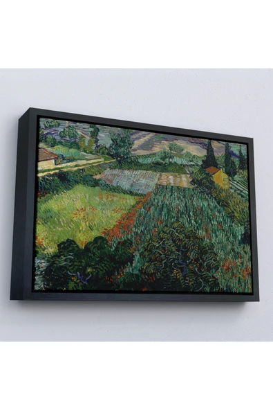 Trezon Ahşap Çerçeveli Vincent Van Gogh - Gelincikli Tarla Tablo - Field With Poppies-7181 ürün görseli 1