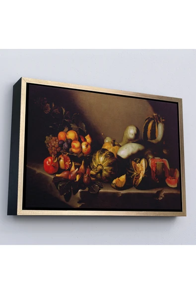 Trezon Ahşap Çerçeveli Caravaggio - Meyveli Natürmort Tablo - Still Life With Fruit-7134 ürün görseli 1