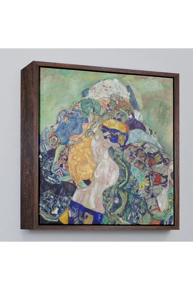 Trezon Ahşap Çerçeveli Gustav Klimt Baby Cradle - Bebek Beşiği Tablosu-8313 ürün görseli 1