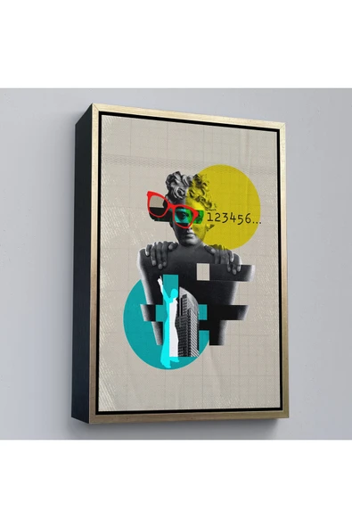 Trezon Ahşap Çerçeveli Retro Daireler Tablosu-7878 ürün görseli 1