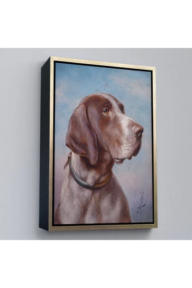 Trezon Ahşap Çerçeveli Carl Reichert Köpek Portre Tablo-7332 ürün görseli 1