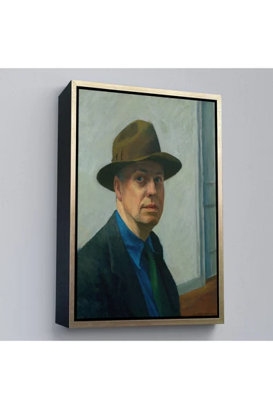 Trezon Ahşap Çerçeveli Edward Hopper Tablosu - Self Portrait-7407 ürün görseli 1