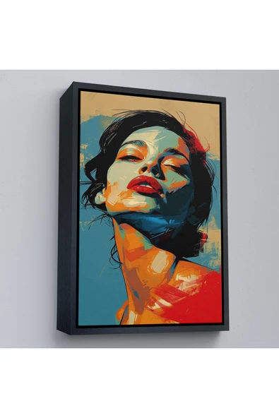 Trezon Ahşap Çerçeveli Pop Art Tarzda Güzel Kadın Tablosu-7709 ürün görseli 1