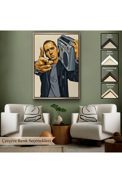 Trezon Ahşap Çerçeveli Eminem Tablosu-7948 - Resim 6