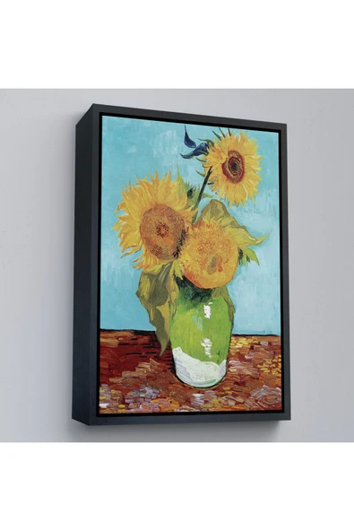 Trezon Ahşap Çerçeveli Vincent Van Gogh - Ayçiçekleri Tablo-7464 ürün görseli 1