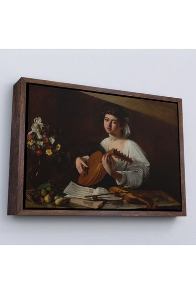 Trezon Ahşap Çerçeveli Caravaggio - Latva Çalan Kadın Tablo-7143 ürün görseli 1