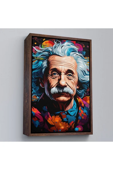 Trezon Ahşap Çerçeveli Albert Einstein Tablo-7827 ürün görseli 1