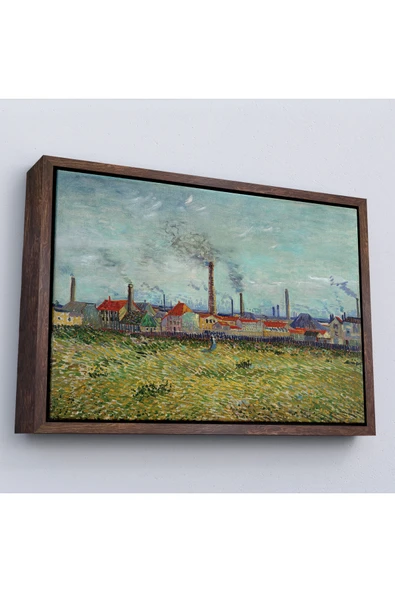 Trezon Ahşap Çerçeveli Vincent Van Gogh Clichy'Deki Fabrikalar Tablo - Factories At Clichy-7170 ürün görseli 1