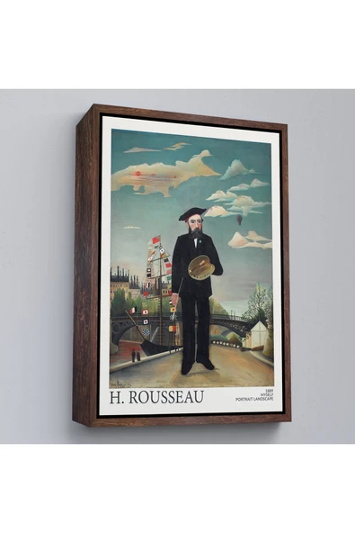 Trezon Ahşap Çerçeveli Henri Rousseau Kendi Tablosu-7323 ürün görseli 1
