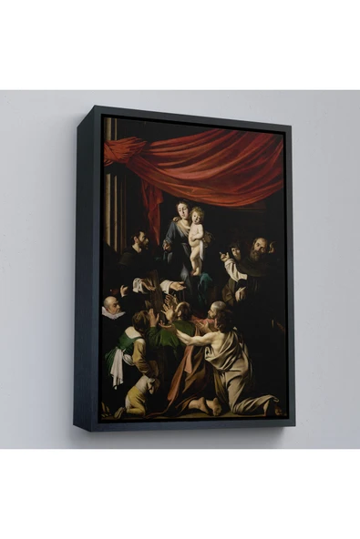 Trezon Ahşap Çerçeveli Caravaggio - Tesbih Madonnası Tablo - Madonna Of The Rosary-7360 ürün görseli 1