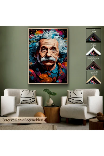 Trezon Ahşap Çerçeveli Albert Einstein Tablo-7827 - Resim 6