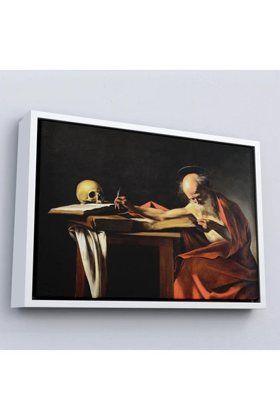 Trezon Ahşap Çerçeveli Caravaggio - Saint Jerome Yazma Tablo-7124 ürün görseli 1