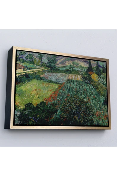 Trezon Ahşap Çerçeveli Vincent Van Gogh - Gelincikli Tarla Tablo - Field With Poppies-7181 ürün görseli 1