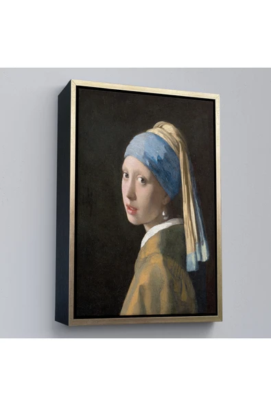 Trezon Ahşap Çerçeveli Johannes Vermeer - İnci Küpeli Kız Tablosu - Girl With A Pearl Earring-7309 ürün görseli 1