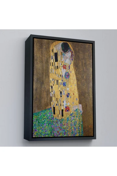 Trezon Ahşap Çerçeveli Gustav Klimt'İn Öpücüğü Tablo - The Kiss By Gustav Klimt-7432 ürün görseli 1