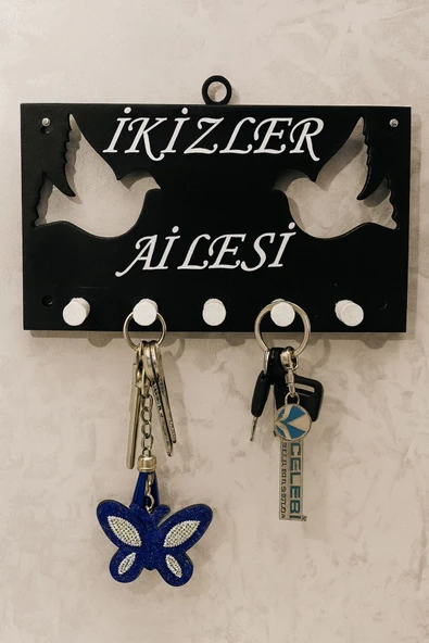 TIGEA Accessories PREMİUM KİŞİYE ÖZEL TASARLANABİLİR ŞIK MODERN GÜVERCİN DUVAR İÇİN ANAHTAR ASKISI ürün görseli 1