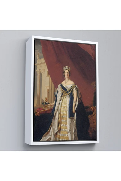 Trezon Ahşap Çerçeveli Franz Xaver Winterhalter - Kraliçe Victoria Tablosu - Queen Victoria-8039 ürün görseli 1