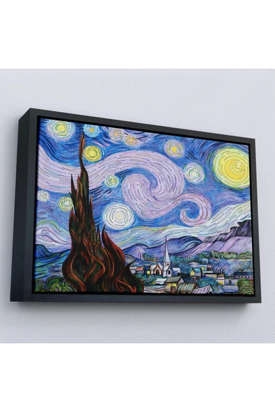 Trezon Ahşap Çerçeveli Vincent Van Gogh - Yıldızlı Geceler Premium Görüntü Tablosu-7163 ürün görseli 1