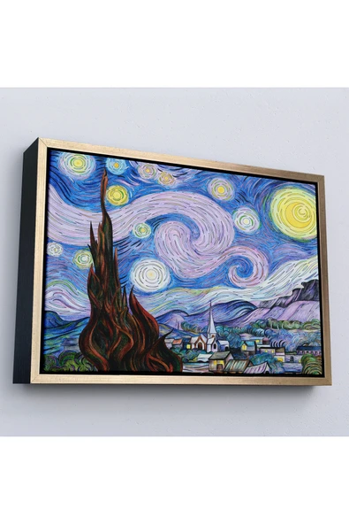 Trezon Ahşap Çerçeveli Vincent Van Gogh - Yıldızlı Geceler Premium Görüntü Tablosu-7163 ürün görseli 1