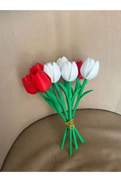TIGEA Accessories 3D YAZICI İLE ÜRETİLMİŞ YAPAY ÇİÇEK ISLAK LALE 6 ADET ürün görseli 1