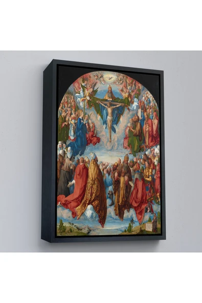 Trezon Ahşap Çerçeveli Albrecht Dürer - Üçlü Birliğin Hayranlığı Tablo - Adoration Of The Trinity-8054 ürün görseli 1