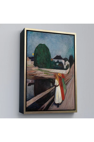 Trezon Ahşap Çerçeveli Edvard Munch - Köprüdeki Kızlar Tablo - The Girls On The Bridge-7429 ürün görseli 1