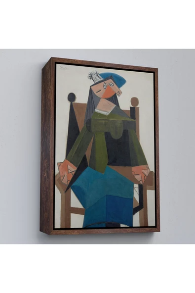 Trezon Ahşap Çerçeveli Pablo Picasso - Koltukta Oturan Soyut Kadın Tablosu-7295 ürün görseli 1