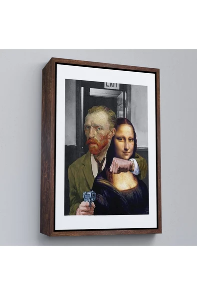 Trezon Ahşap Çerçeveli Mona Lisa'Yı Rehin Alan Van Gogh Tablo-7761 ürün görseli 1