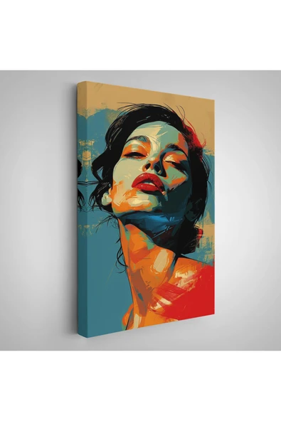 Trezon Ahşap Çerçeveli Pop Art Tarzda Güzel Kadın Tablosu-7709 ürün görseli 1
