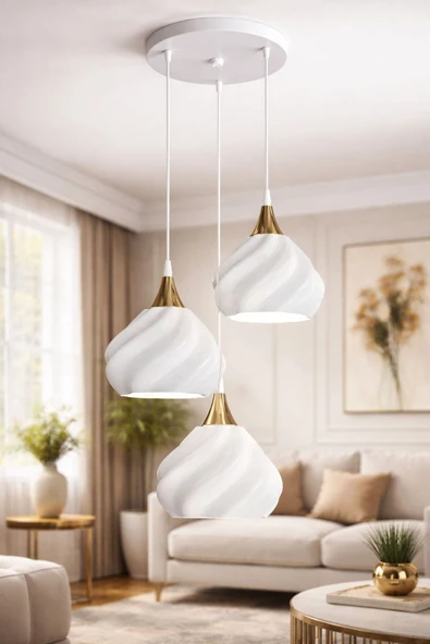 TIGEA Accessories PUMPKİN MODERN TARZ SALON OTURMA ODASI ÜÇLÜ SARKIT AVİZE ürün görseli 1