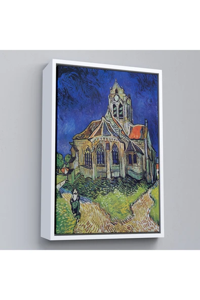Trezon Ahşap Çerçeveli Vincent Van Gogh Auvers'Deki Kilise Tablosu-7445 ürün görseli 1