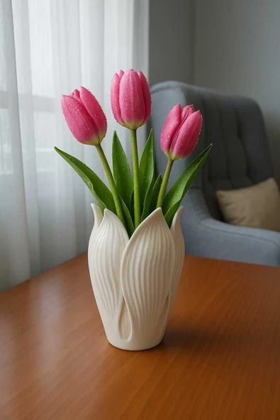 TIGEA Accessories LOTUS 3D MODERN TARZ DEKORATİF VAZO 18 cm BOYUNDADIR ürün görseli 1